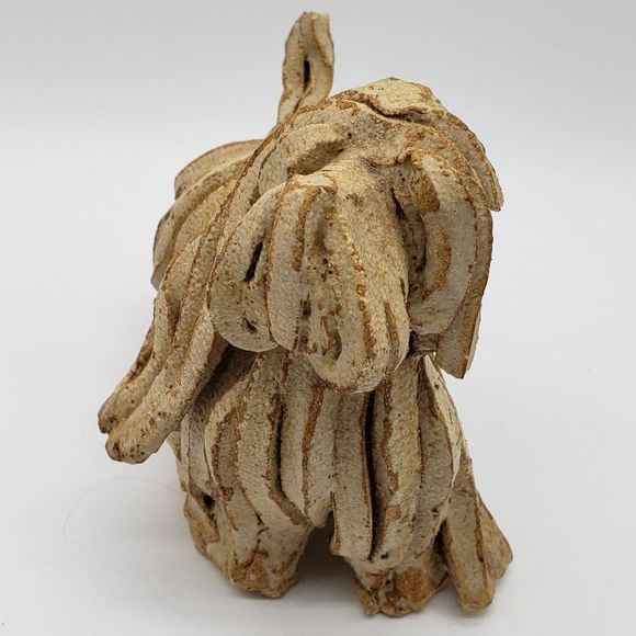 Almazetta Casey Vintage Beige Westie Terrier Snoodle Dog Clay Sculpture-Signed! - Picture 3 of 14